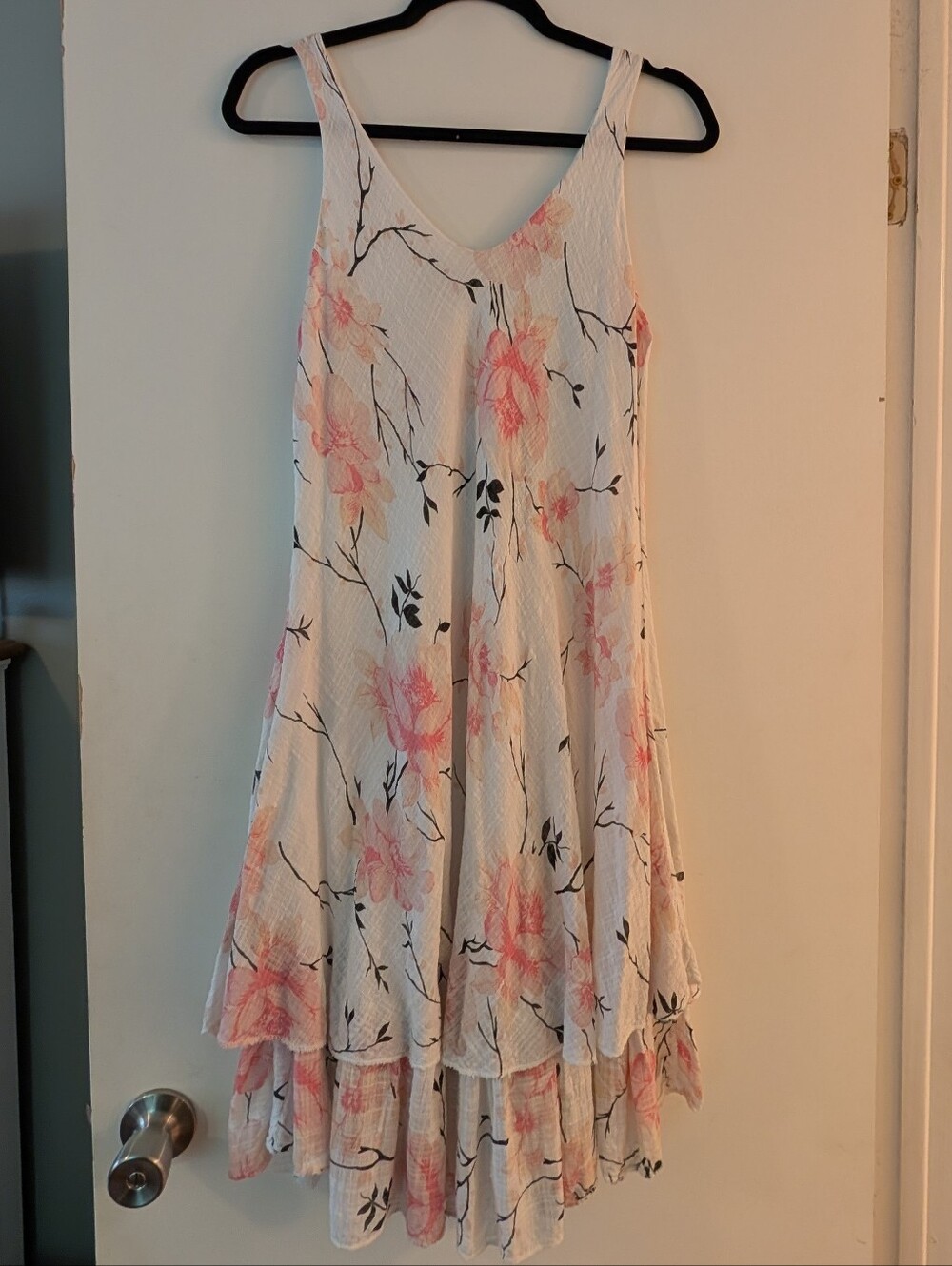 NWT Luca Vanucci White Gauzy Cotton Sleeveless Floral Sundress